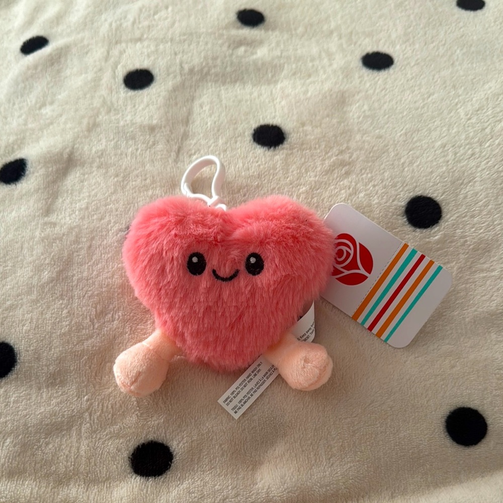 American Greetings Pink Heart Plush Keychain